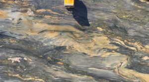 A macro shot of a quartzite slab
